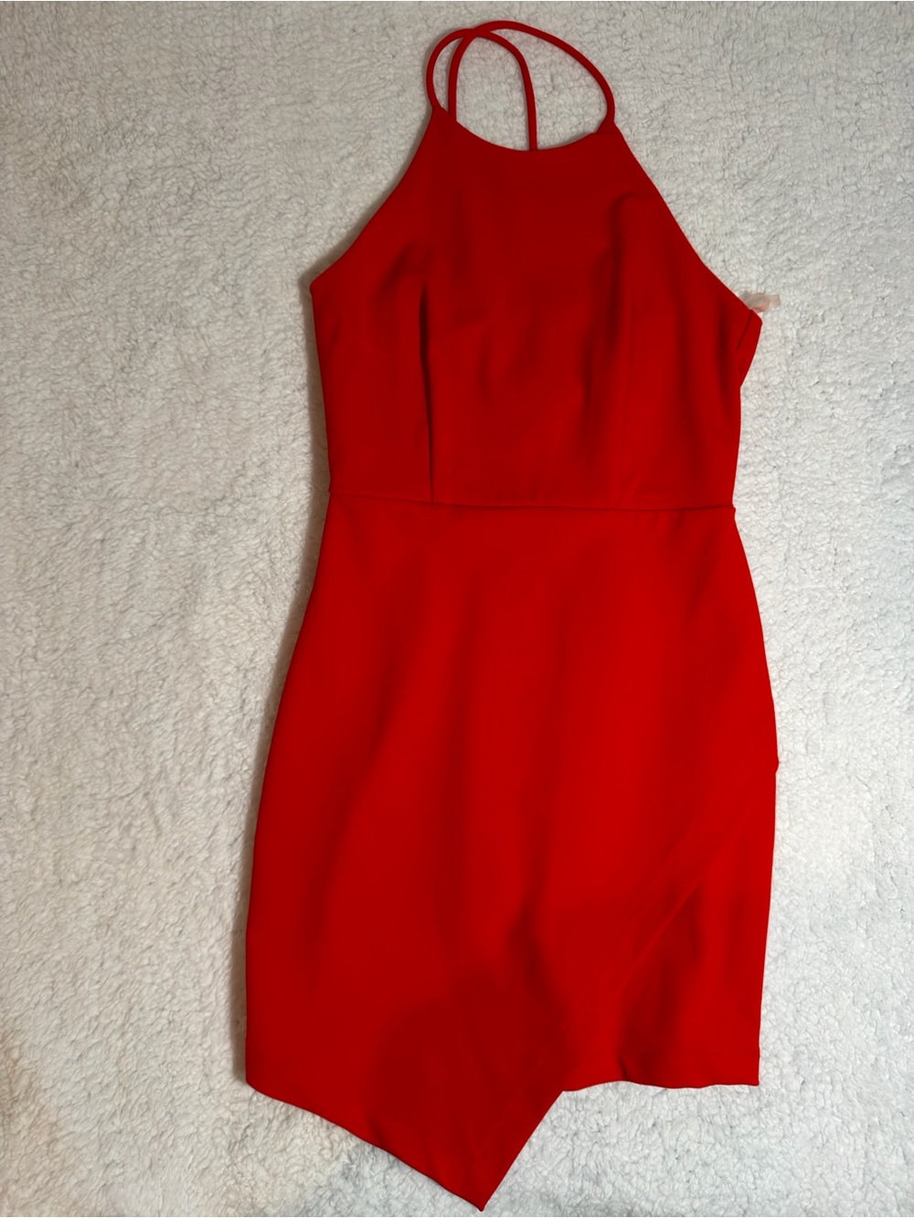 Teeze Me Red Asymmetrical Halter Dress